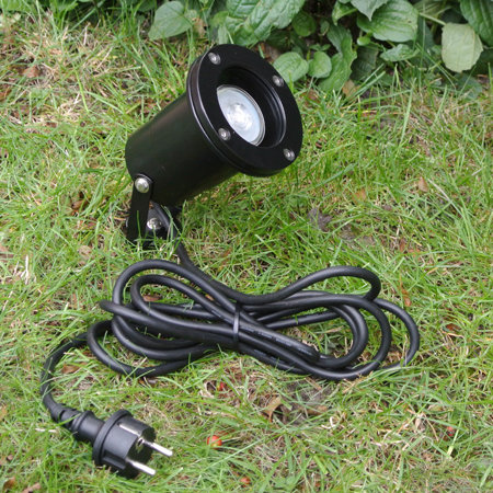 LED tuinspot zwart 230v snoer met stekker